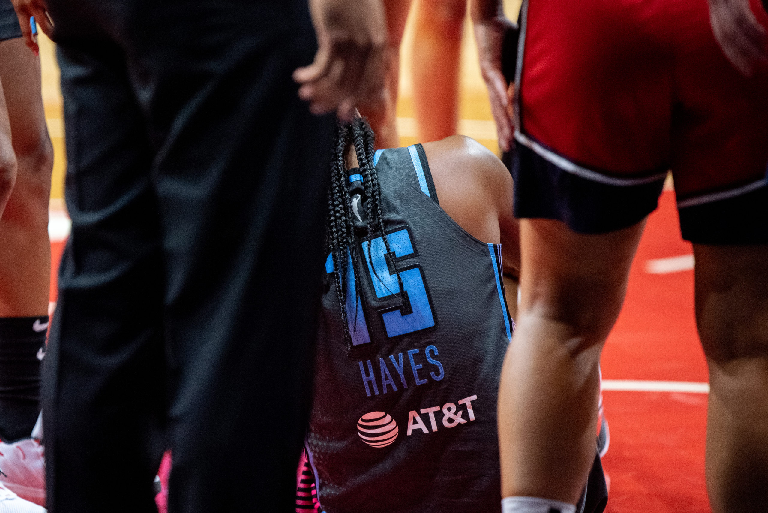 Tiffany Hayes on the floor against the Washington Mystics
