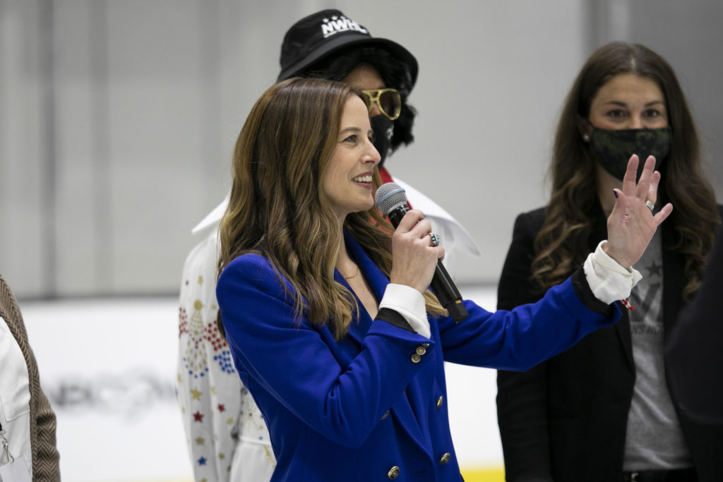 The Boston Pride celebrate winning the 2021 Isobel Cup Final in Boston on Mar 27, 2021. (Michelle Jay/NWHL)