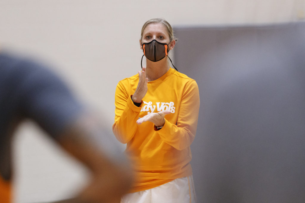 KNOXVILLE, TN - October 03, 2021 - Head Coach Kellie Harper of the Tennessee Lady Volunteers during practice at Pratt Pavilion in Knoxville, TN. Photo By Ian Cox/Tennessee Athletics