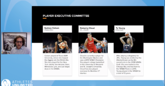 Natasha Cloud, Sydney Colson and Tamera Young of Athletes Unlimited. (Screenshot from media avail on October 12, 2021.)
