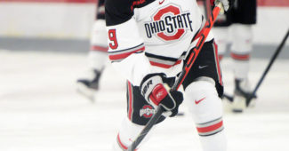 November 29, 2019: Ohio State Buckeyes forward Olivia Soares (19) takes a shot during warm ups before facing Cornell in their game in Columbus, Ohio. Brent Clark/CSM(Credit Image: © Cal Sport Media)