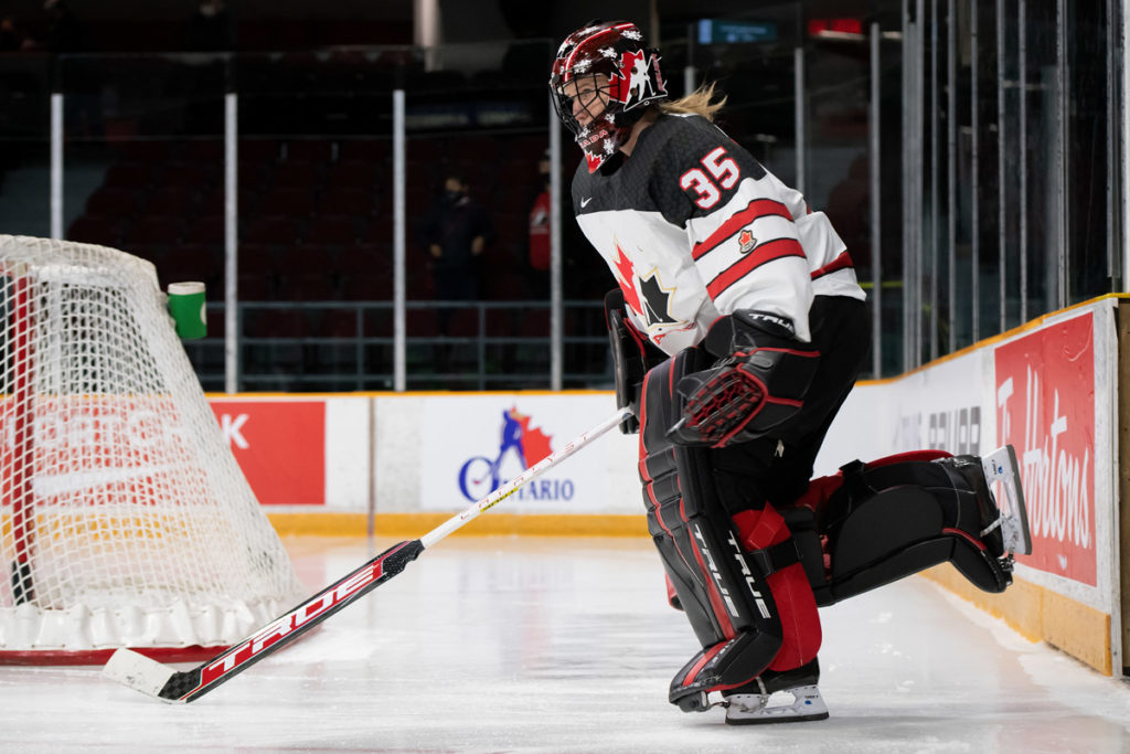 Hockey Canada goaltender Ann-Renée Desbiens skates onto the ice (Image credit: Hockey Canada)