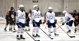 Rebecca Russo, Theresa Knutson and Rose Alleva of the Riveters. (photo courtesy of the Riveters Twitter)
