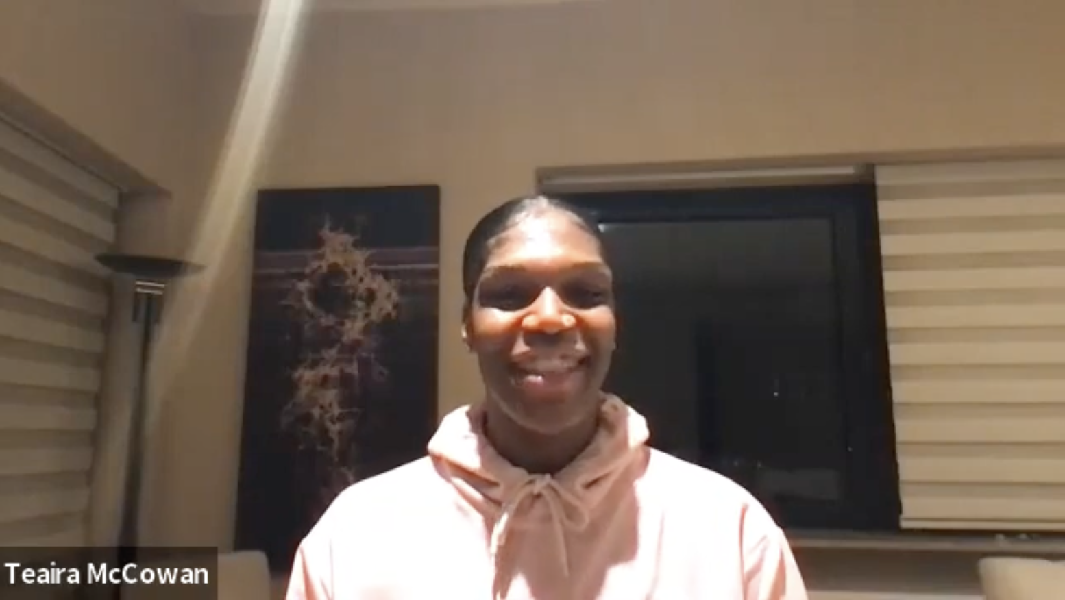 Teaira McCowan. (screenshot from media Zoom)