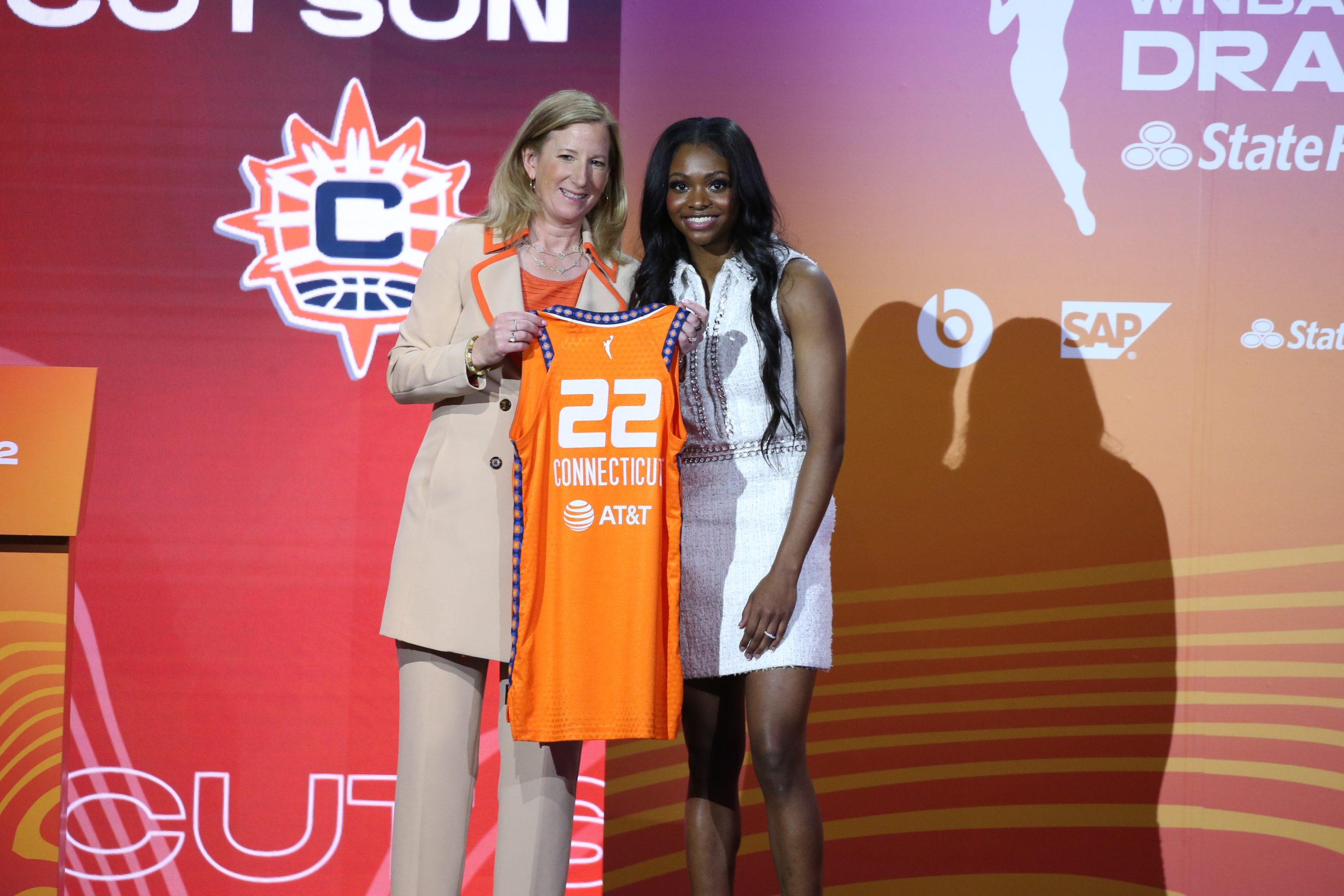 Nia Clouden and Cathy Engelbert. (Photo courtesy of Connecticut Sun)