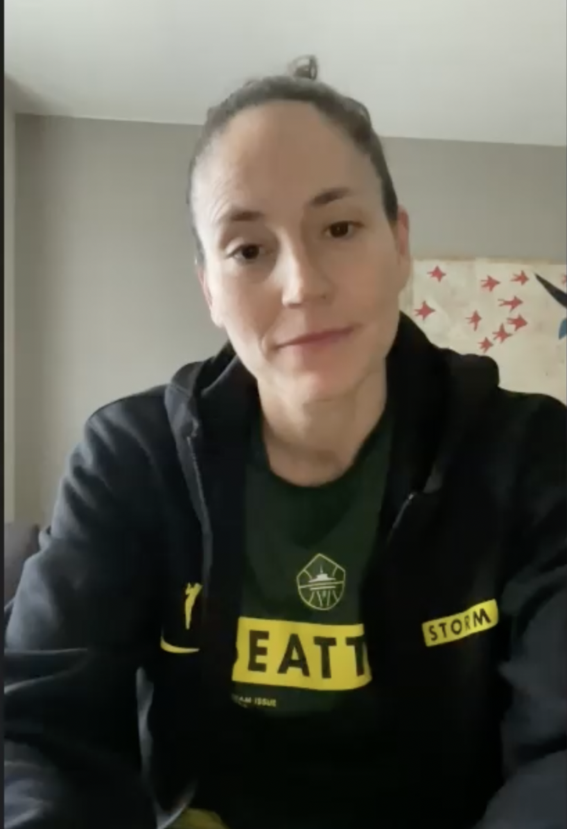 Sue Bird. (Screenshot via WNBA Media Central Zoom)