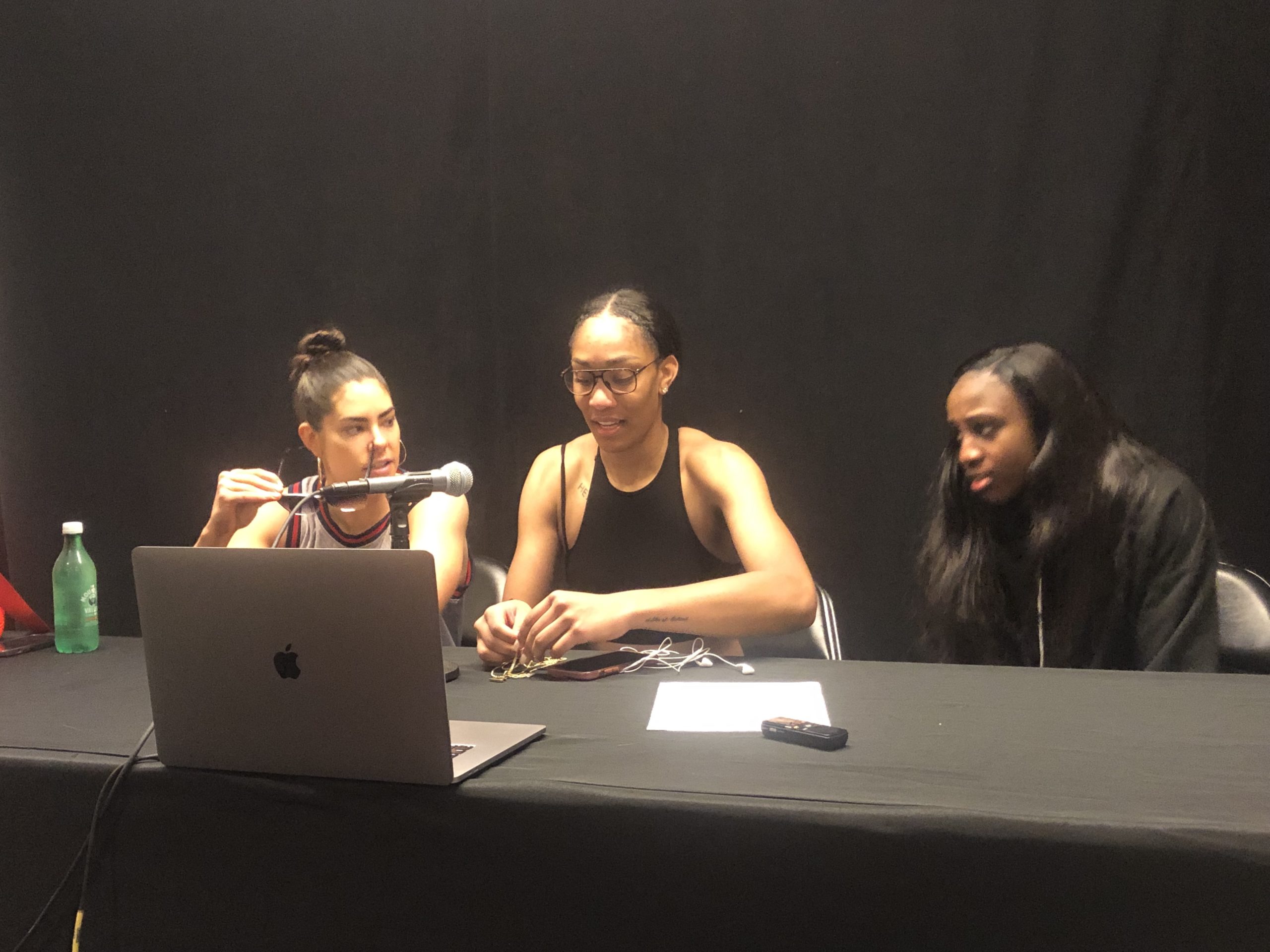Kelsey Plum, A'ja Wilson and Jackie Young of the Las Vegas Aces. (Howard Megdal photo)
