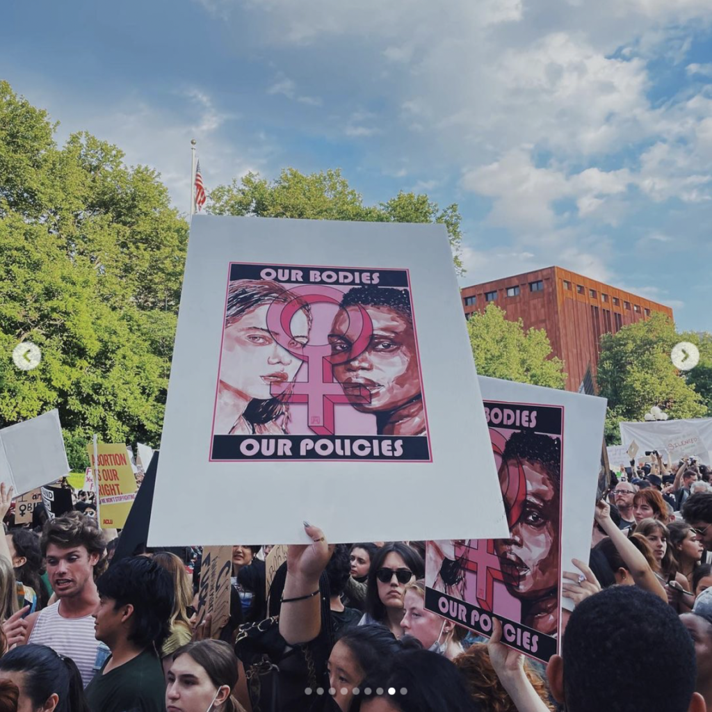 Morgan Hurd joined a protest in Washington Square Park on June 25, 2022 in response to the Supreme Court overturning Roe v. Wade. (Photo via Hurd's Instagram account, @morgihurd)