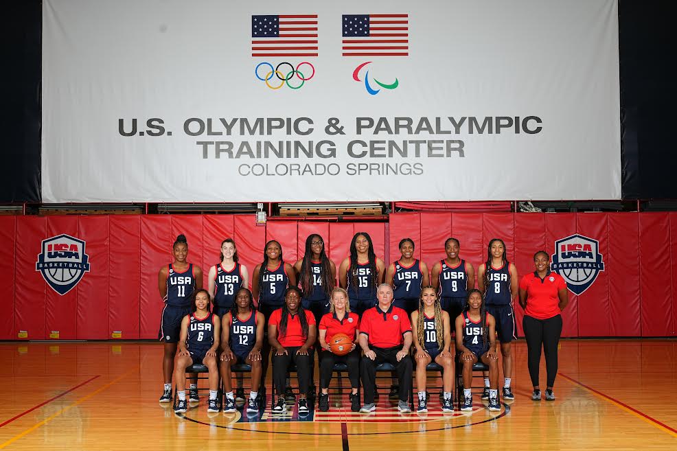 The USA Basketball U-17 World Cup team poses for a photo at the U.S. Olympic Training Center in Colorado Springs, Colo., on June 25, 2022. (Photo credit: Garrett W. Ellwood/USAB)