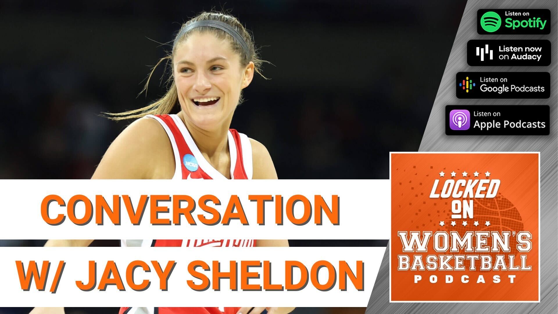 Jacy Sheldon smiles in her red Ohio State jersey.