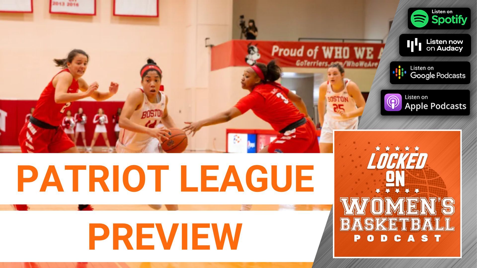 Boston University's Sydney Johnson drives the ball past two defenders.