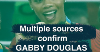 Photo of Gabby Douglas with message that she will return to gymnastics.