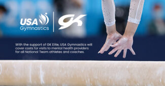 From the USA Gymnastics twitter, an announcement for the partnership with with GK Elite to off mental health services to all national team gymnasts and coaches