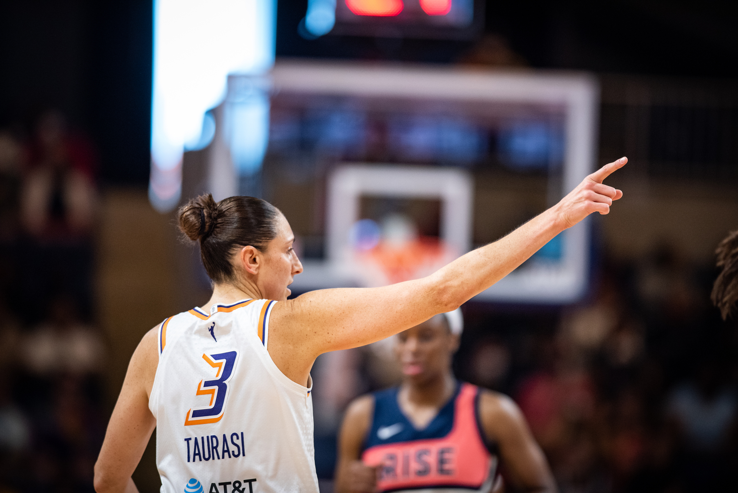 Phoenix guard Diana Taurasi (3) in a game against the Mystics at the Entertainment and Sports Arena in Washington, D.C., on June 12, 2022.