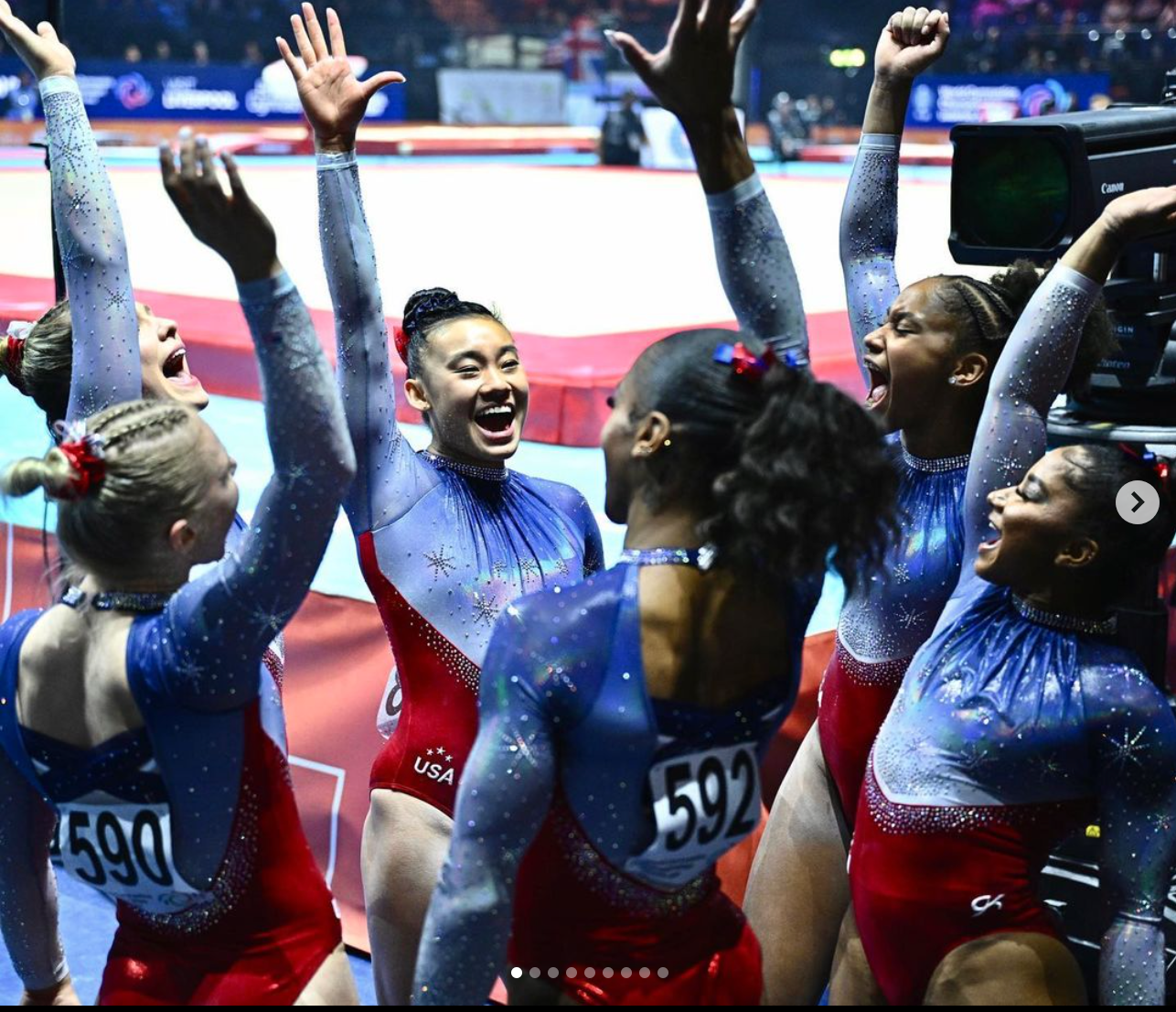 The U.S. wins a historic sixth team gold medal at the world championships in Liverpool. (@usagym | Instagram)