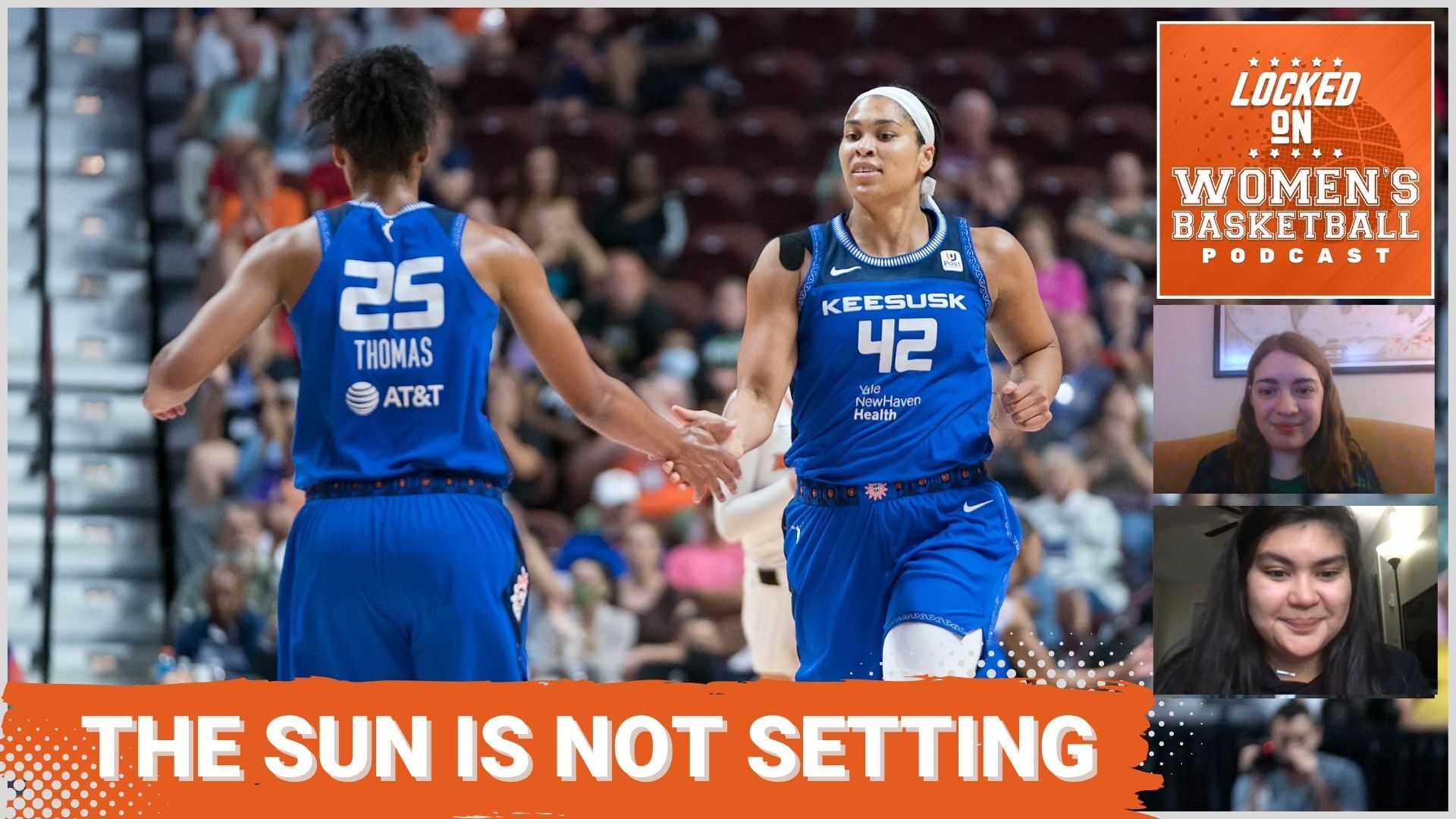 The preview image for the Locked on Women's Basketball Podcast episode about the Connecticut Sun after making big moves early in free agency
