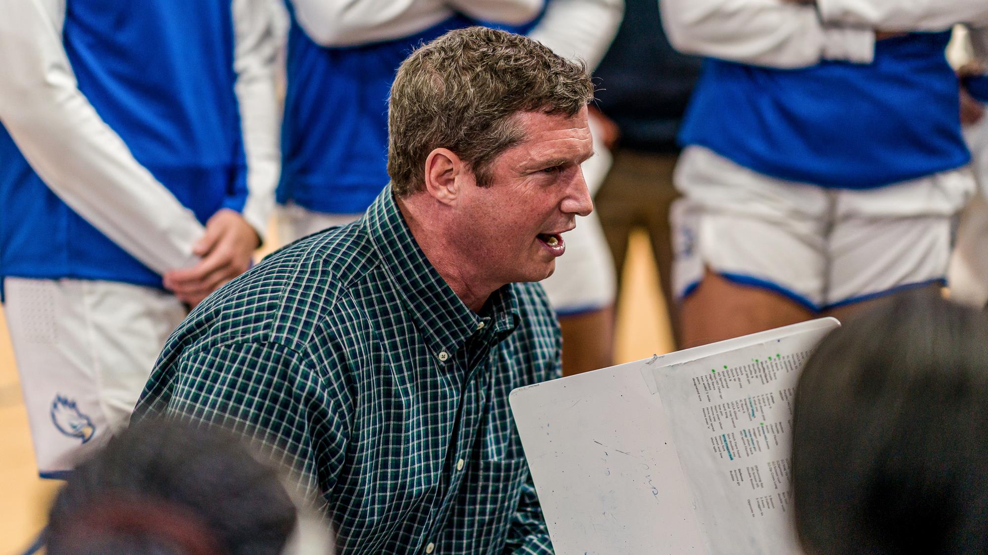 FGCU head coach Karl Smesko addresses his team.