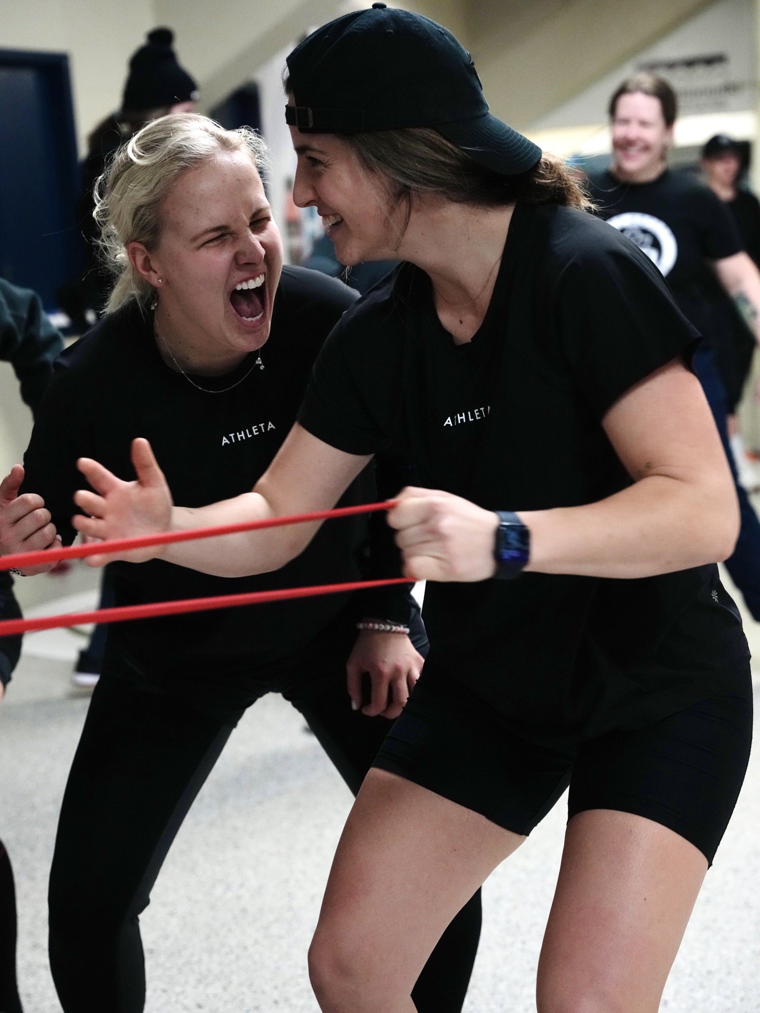 Michaela Cava of the Toronto Six wearing Athleta gear while completing conditioning exercises. Worlds are underway.