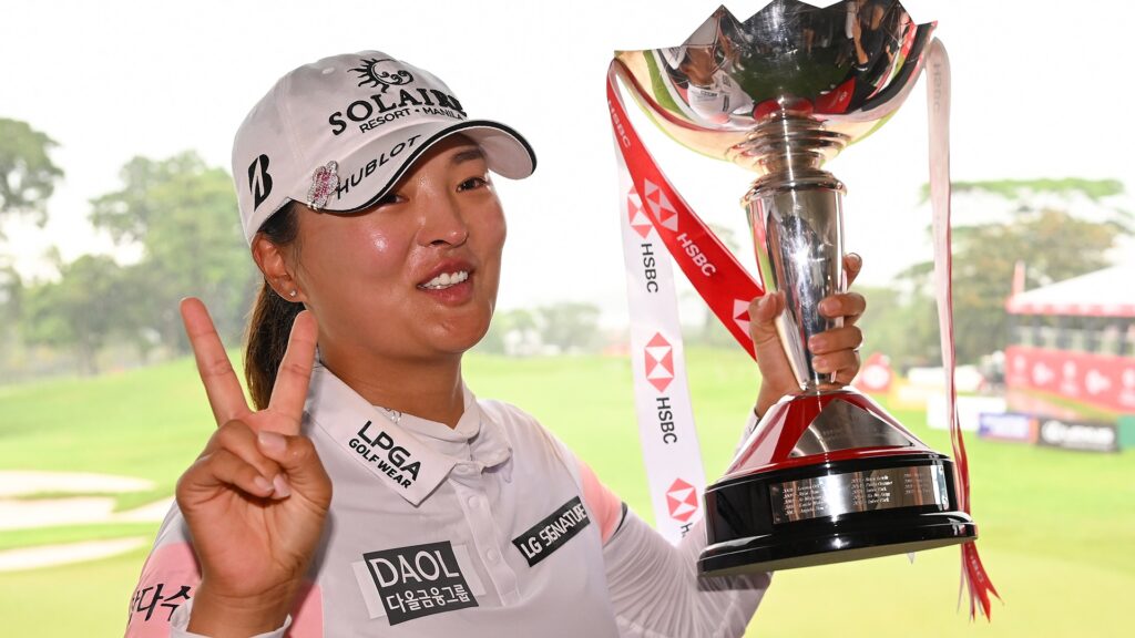 Jin Young Ko after winning the HSBC Women's World Championship. Image from AP.