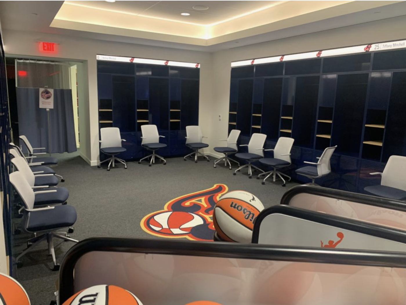 The Indiana Fever locker room (photo via The Next)