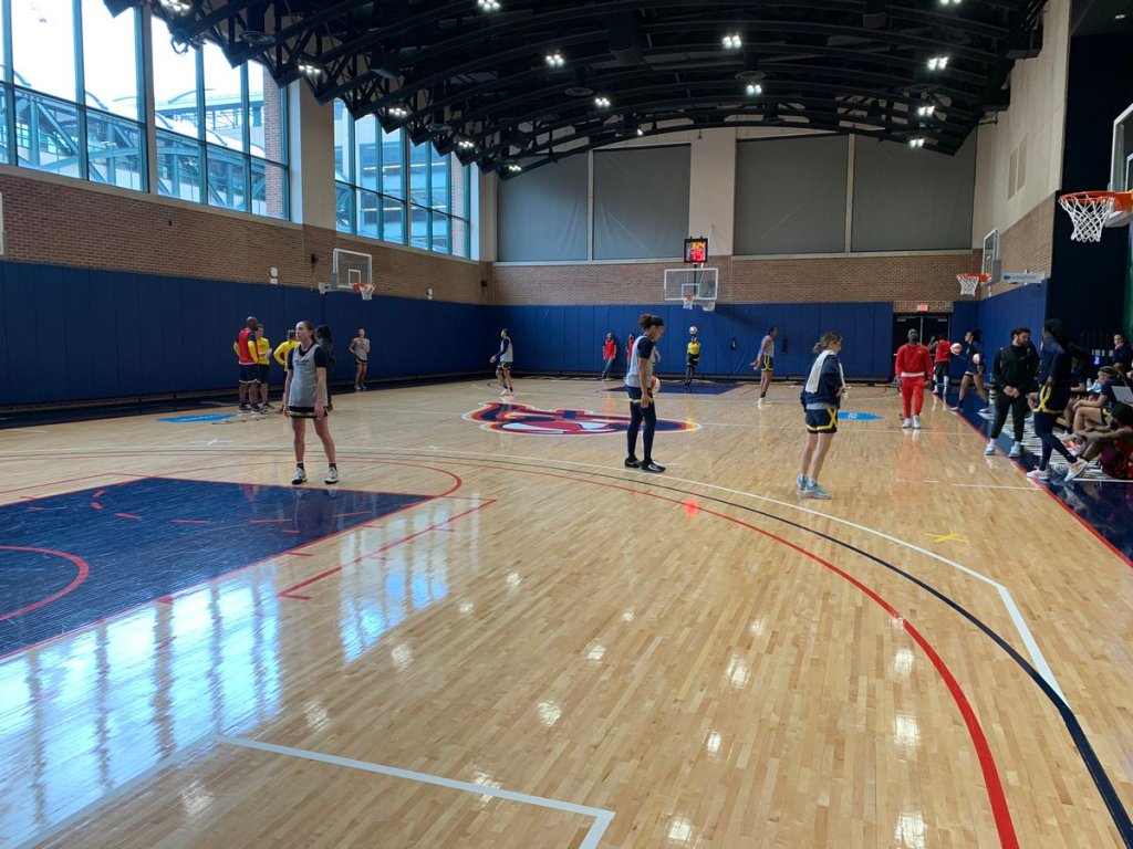 The Indiana Fever near the end of the first day of training camp. Photo Credit:  Tony East/The Next.