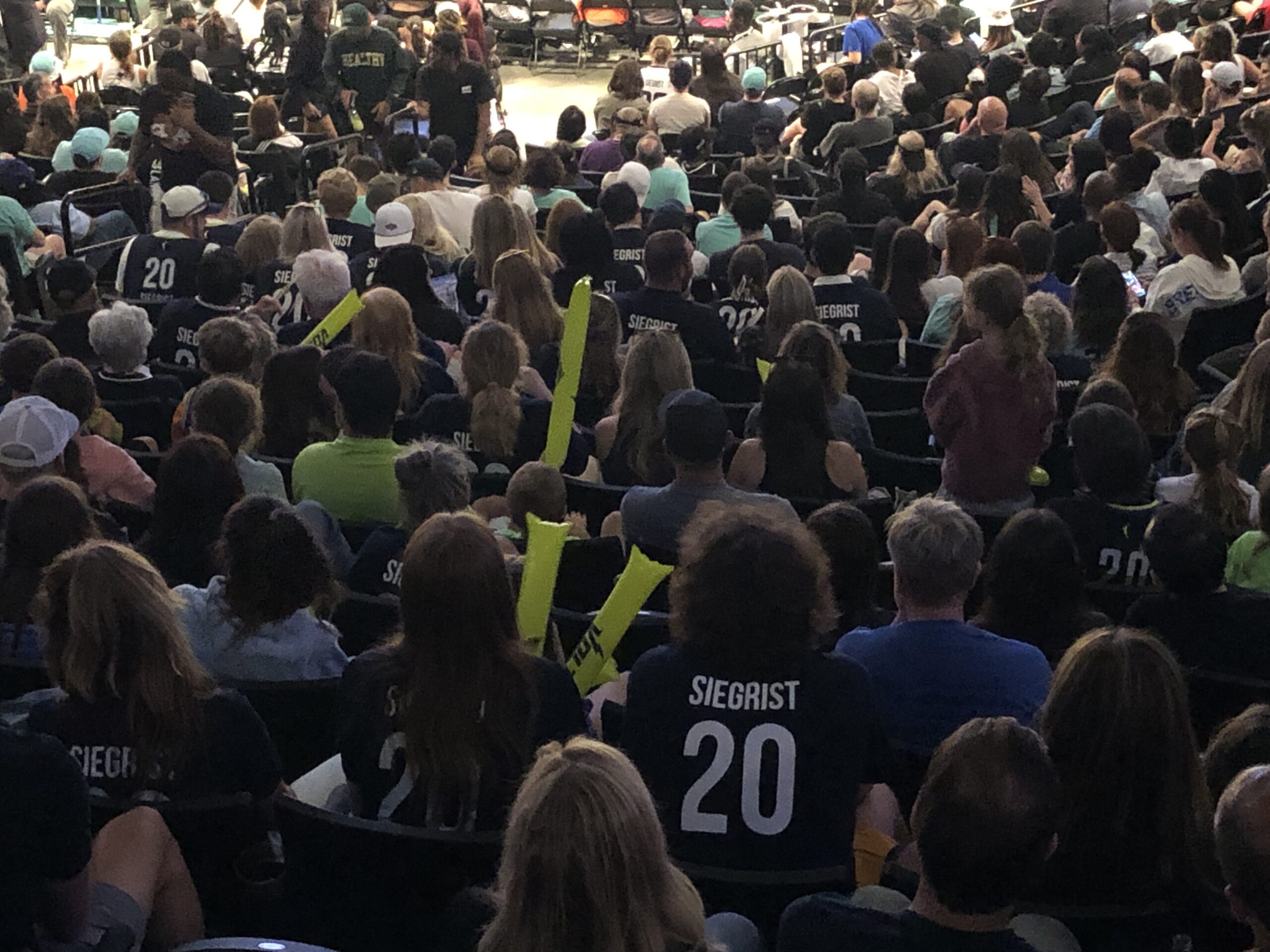 The Maddy Siegrist Fan Club gathered at Barclays Center on Sunday, June 11 to watch Siegrist's Dallas Wings face the New York Liberty. (Howard Megdal photo)