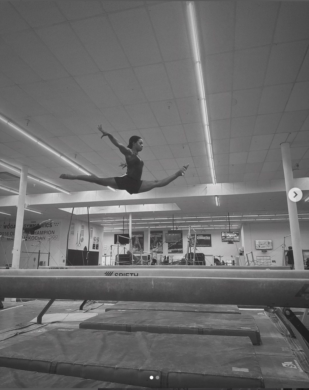 Gabby Douglas leaps back into the elite world, announcing she will vie for a spot on the Paris Olympic team. /Photo credit: Gabby Douglas via Instagram