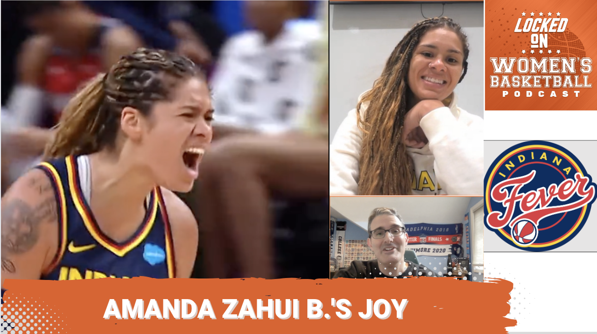 Orange background with white text that reads Amanda Zahui B.'s joy