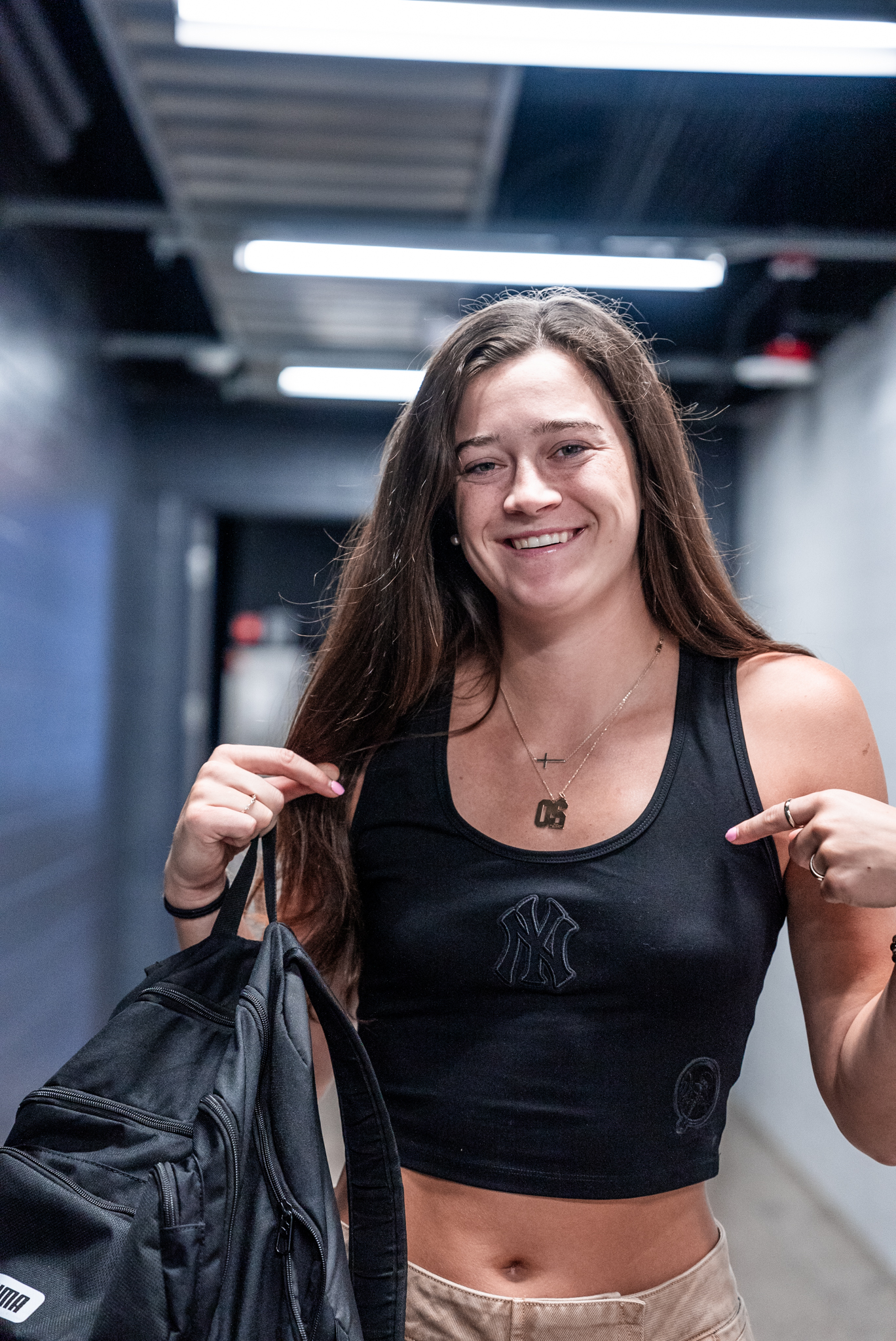 Maddy Siegrist reps the New York Yankees. (Photo via Dallas Wings)