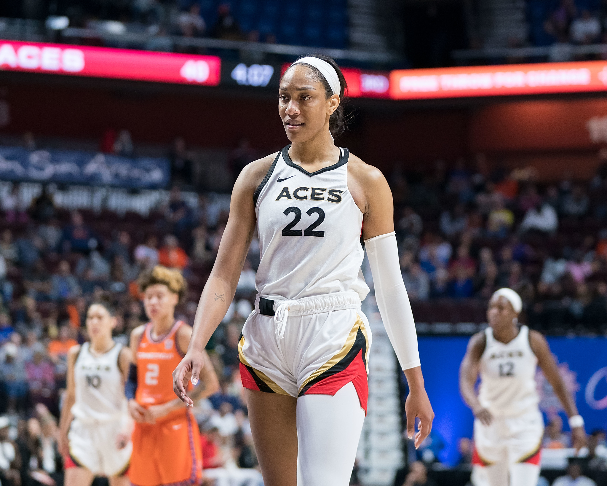 Las Vegas Aces center A'ja Wilson during a game