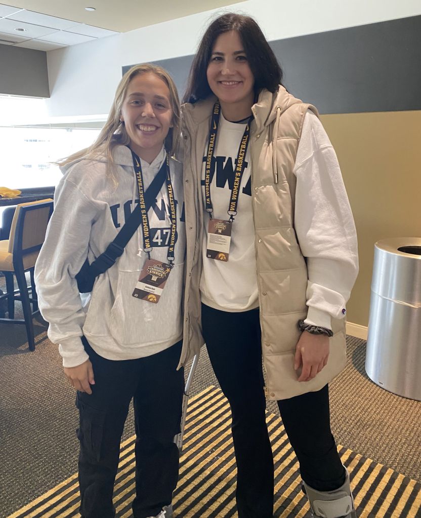 Kathleen Doyle and Megan Gustafson smile for a photo.