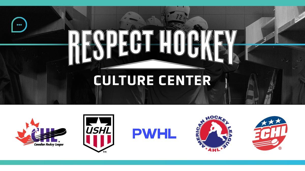 A graphic with the text: Respect Hockey Culture Center above the logos of the CHL, USHL, PWHL, AHL and ECHL.