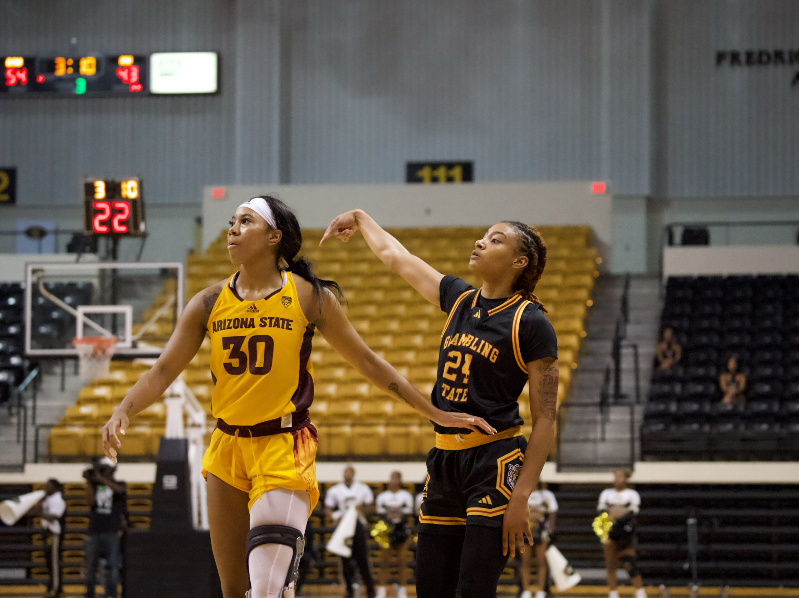Grambling's Demya Young scores in the win over Arizona State