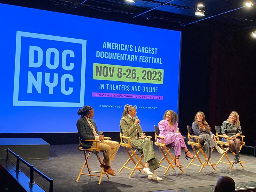 Candace Parker sits on a Q&A panel and answers questions about her film.
