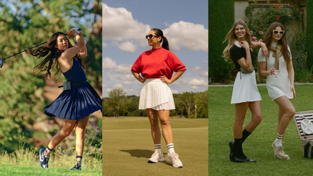Picture collage of Malbon Golf women's apparel collection.