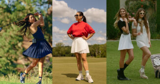 Picture collage of Malbon Golf women's apparel collection.