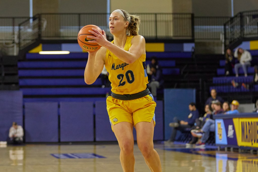 Frannie Hottinger shoots the basketball for Marquette University as a graduate transfer.