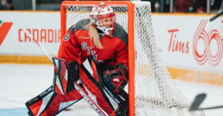 Emerance Maschmeyer (38) of PWHL Ottawa during a match against Montreal on Jan. 2, 2024 Photo by: Arianne Bergeron/PWHL