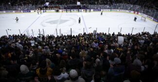 A large crowd is pictured watching on to the PWHL matchup between Minnesota vs Montreal, on January 6th 2024.
