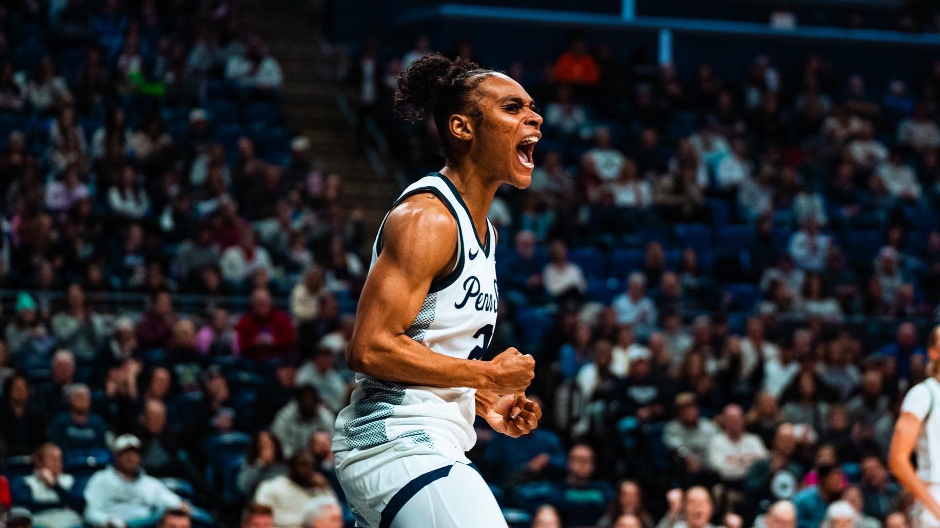 Tay Valladay celebrates during Penn State's win over Maryland