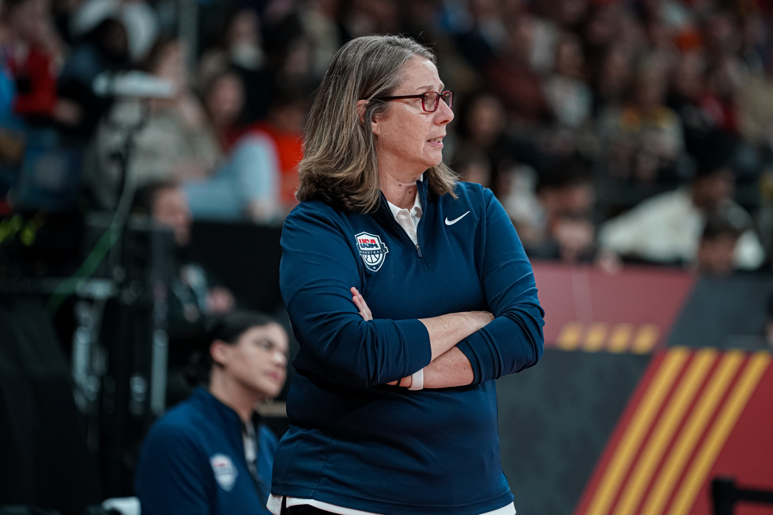 Team USA head coach Cheryl Reeve watches the action of her team's win over Senegal. Photo courtesy of USA Basketball.