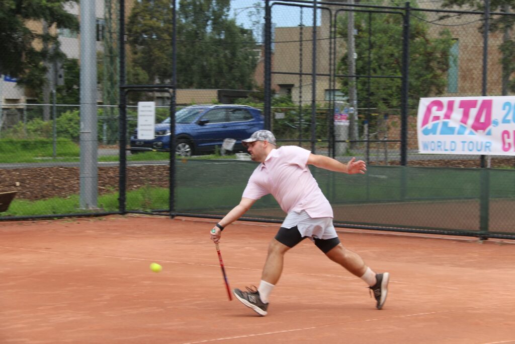 Author Joey Dillon playing in the GLTA World Tour Championships in Melbourne, Australia