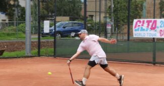 Author Joey Dillon playing in the GLTA World Tour Championships in Melbourne, Australia