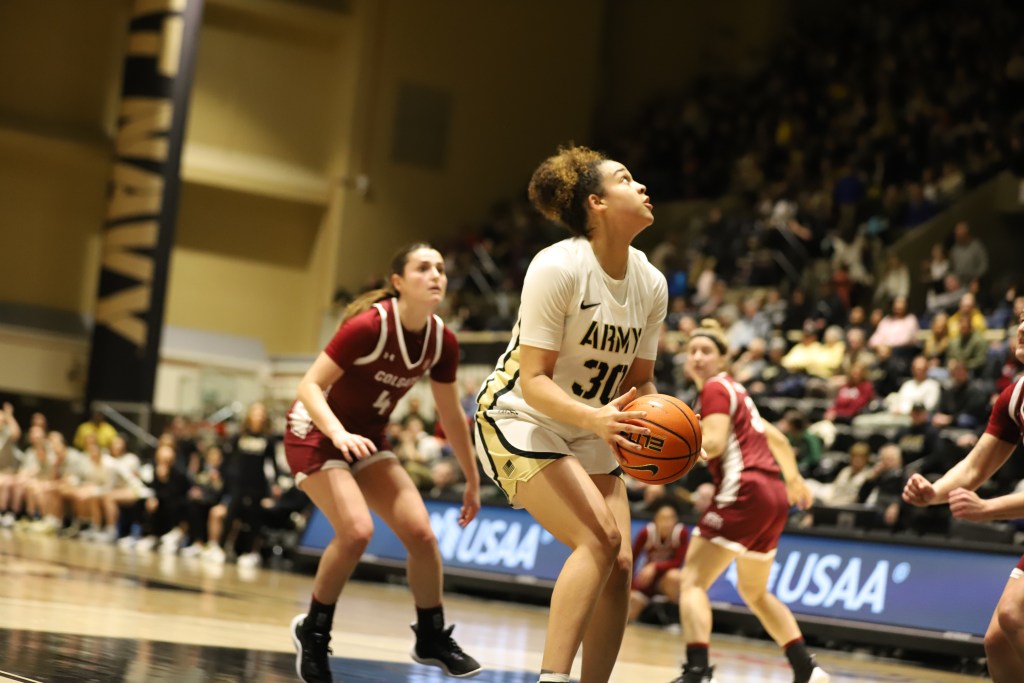 Army freshman Kya Smith looks up and prepares to shoot the ball