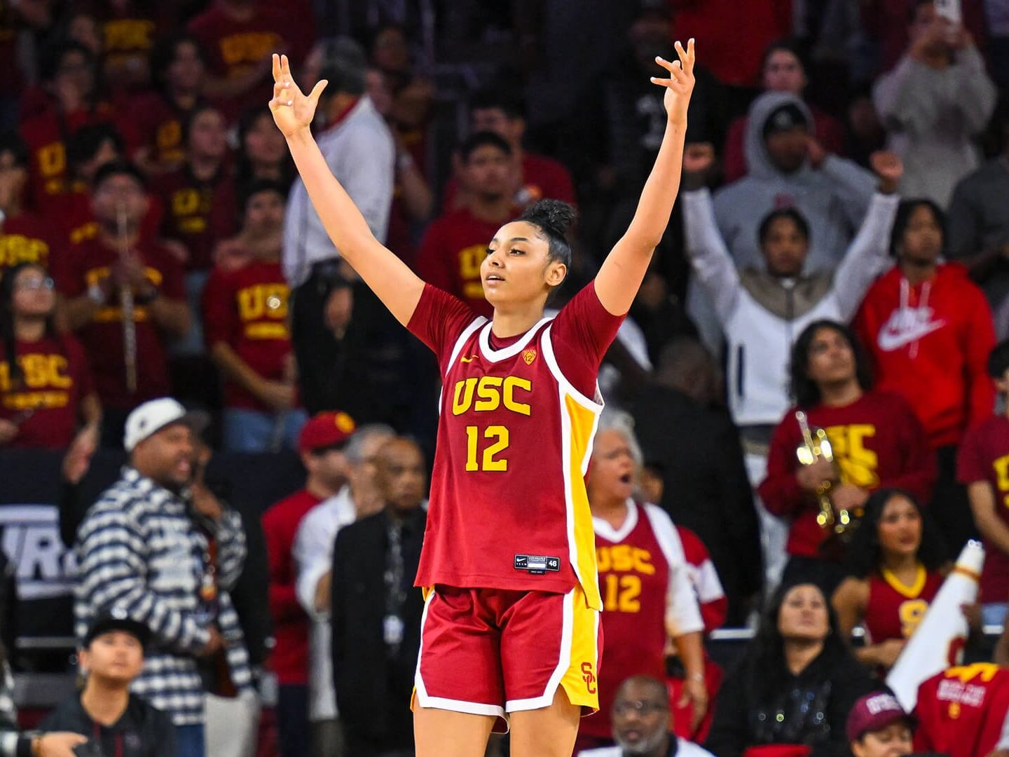 USC's JuJu Watkins celebrates her team's victory. Photo credit: USC Athletics