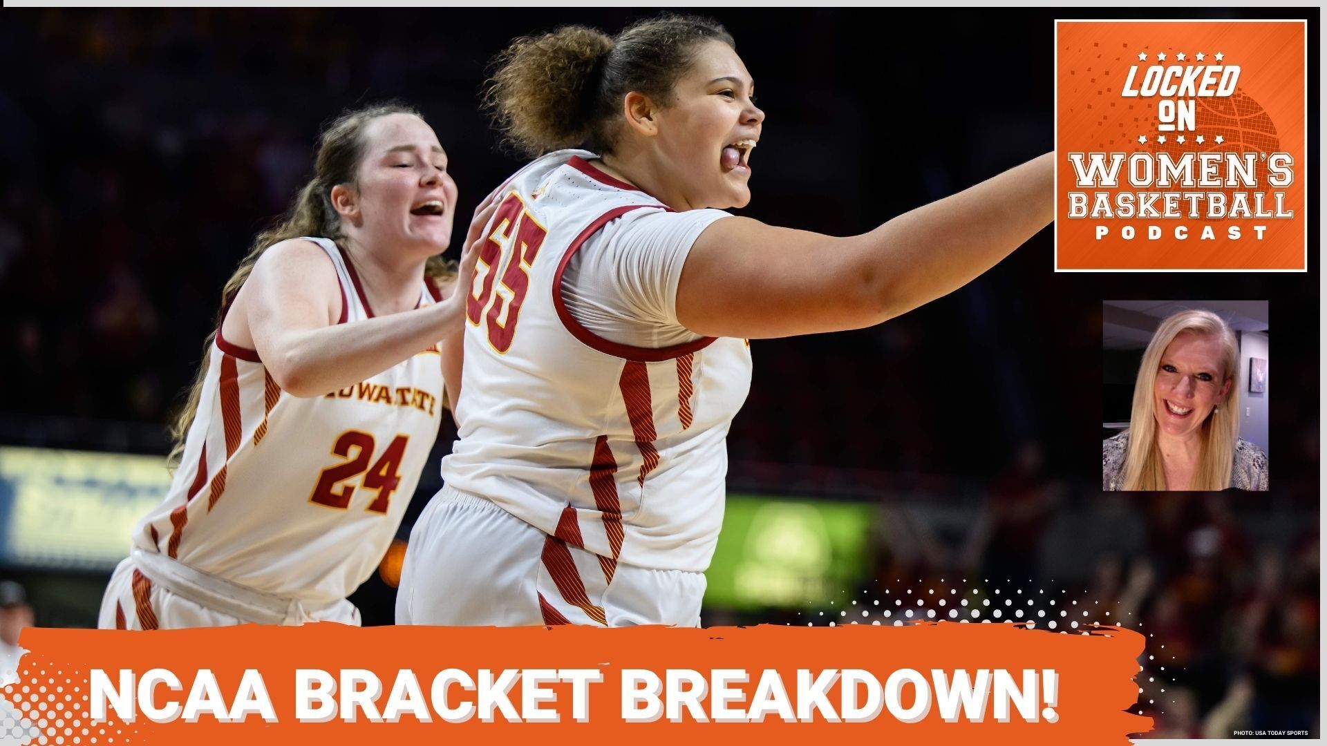 Audi Crooks of Iowa State celebrates during a game