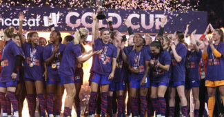 USWNT celebrates after winning the first ever Concacaf W Gold Cup