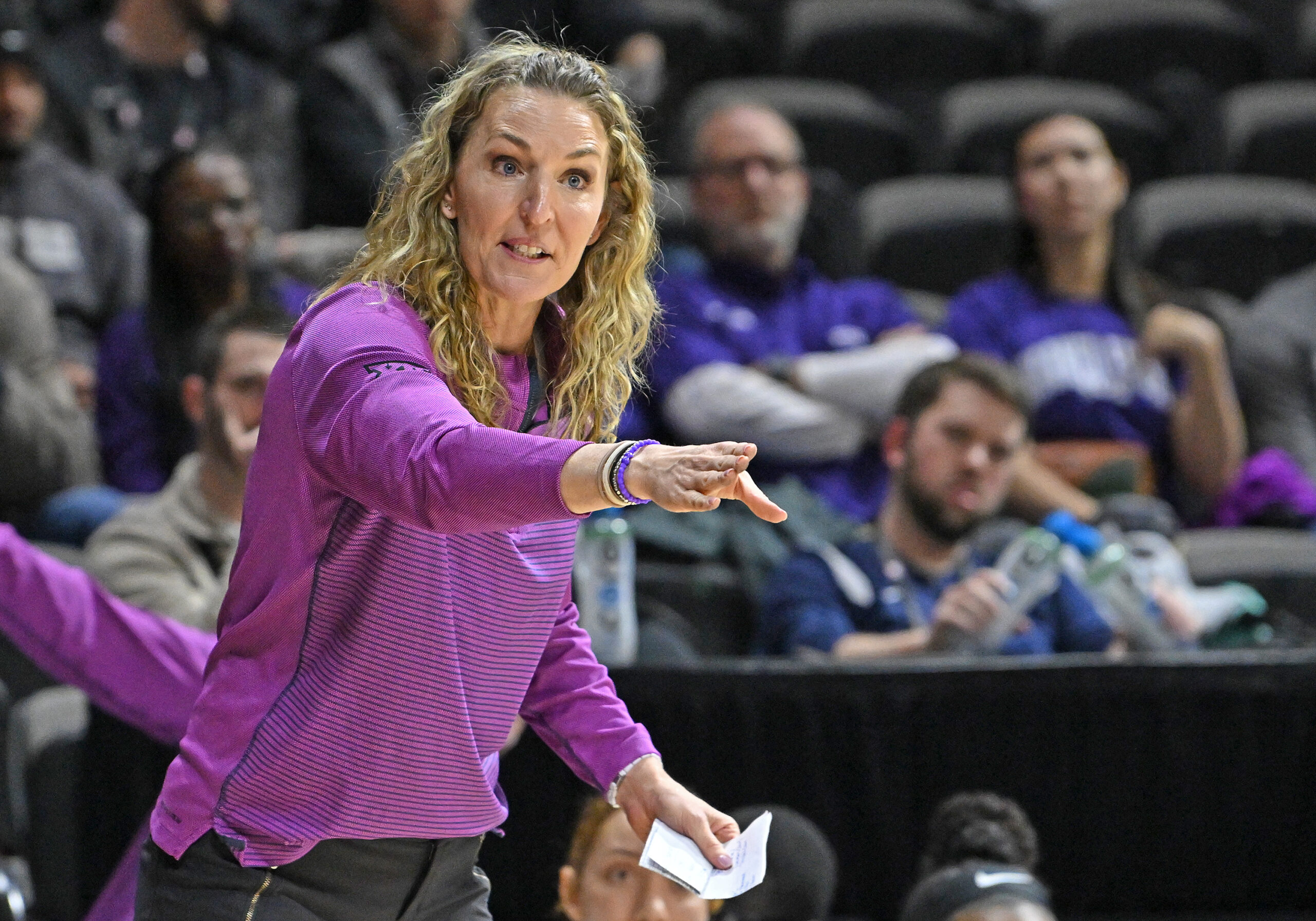 Raegan Pebley directs her team from the sideline
