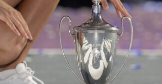 A shot of the WTA Finals trophy