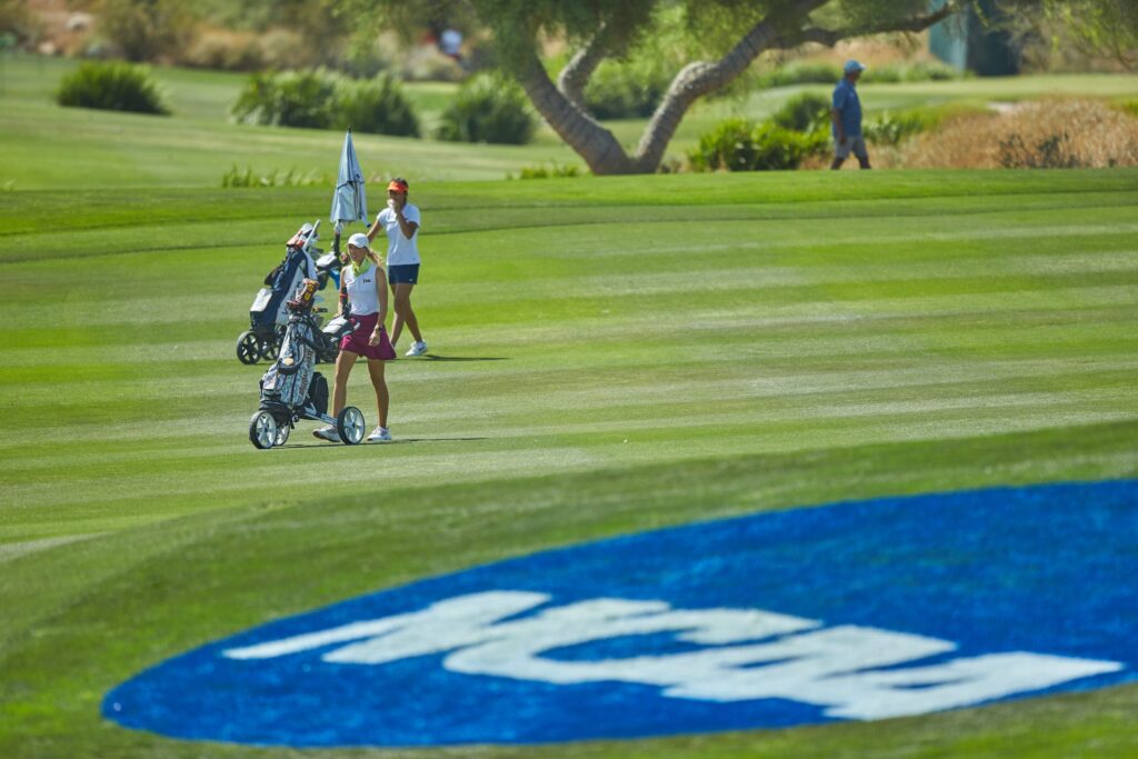 ASU women's golfer Alexandra Forsterling walks the green looking for her ball on the 18th hole during the Division 1 NCAA Women's Golf Championship at Grayhawk Golf Club in Scottsdale on May 20, 2022.
